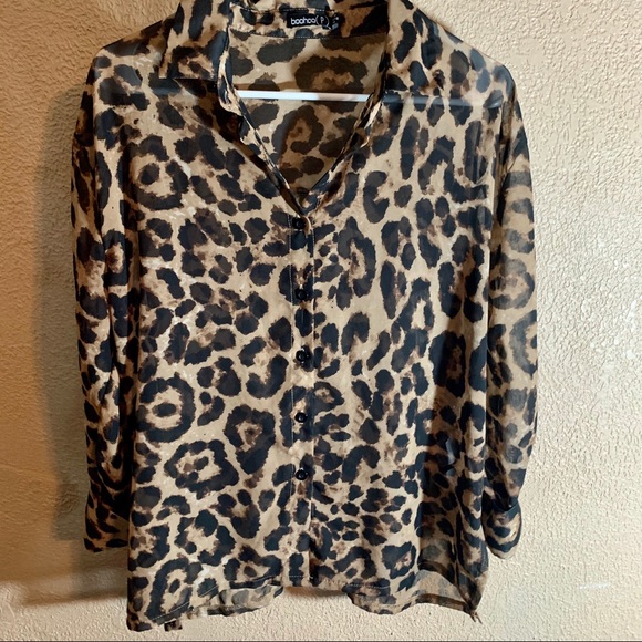 Boohoo Tops - Cheetah button-down shirt boohoo